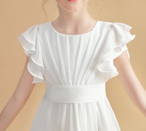 A-Line Girl Dress Children Chiffon Junior Bridesmaid Dress with Ruffle Flower Girls Dresses for Wedding PY0992