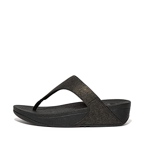 Image of FitFlop Women's Lulu Shimmer All Black Toe-Post Sandals