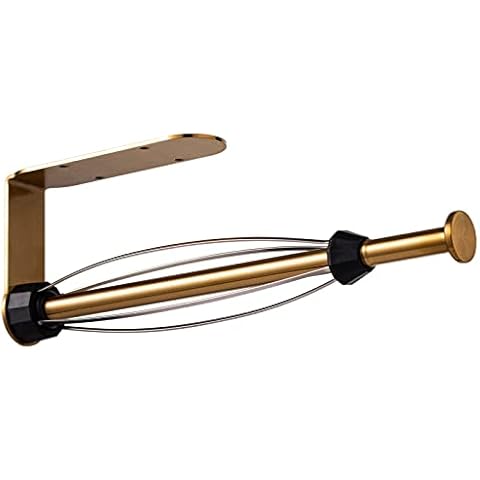 YUET Brushed Brass Paper Towel Roll Holder Single Hand Operable Easy Tear Wall Mount Paper Towel Holder Under Cabinet Cover