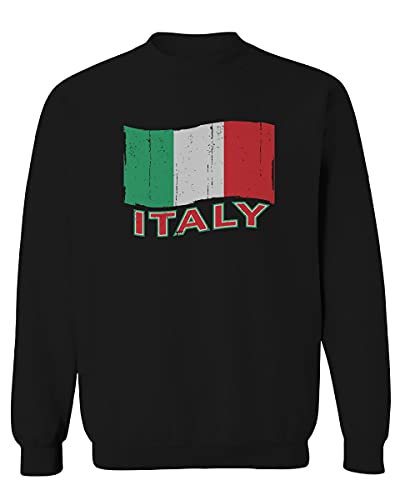 0039. Italia Vintage Distressed Italy Italian National Flag Men's Crewneck Sweatshirt