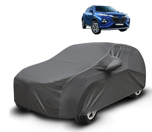 Image of Auto Hub Waterproof Car Cover Compatible with Maruti Fronx with Mirror Pockets, Soft Cotton Lining, Fronx Car Cover Waterproof, Grey