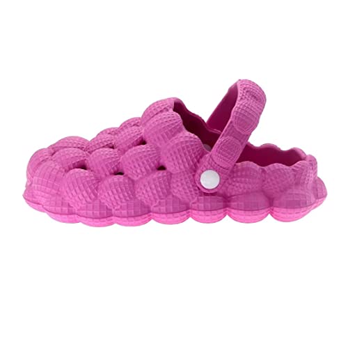 Scecocrs Kids Bubble Slides Shoes Garden Clogs, Boys Girls Cushioned Massage Golf Ball Slides Platform Comfortable Bubble Slipper Sandal Rose Red #TOP10