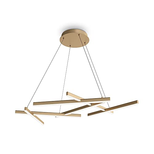 Moderne Designer LED Pendelleuchte, aus Metall, Acryl, minimalistisch, höhenverstellbar, neutralweiß, LED-Modul 4000K, 3500lm, 75W inkl. für Wohnzimmer, Küche, Schlafzimmer, Esszimmer und Büro