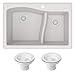 Kraus KGD-442WHITE-PST1-WH Quarza 33-inch Dual Mount 60/40 Double Bowl Granite Kitchen Sink, White