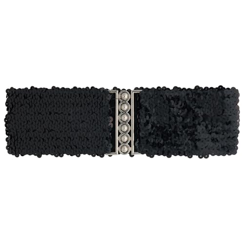 Ro Rox Sequin Stretch Belt - Sparkly Elastic Waist Belt for Dresses & Outfits