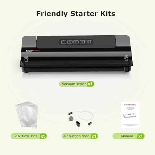Image of Bonsenkitchen Vacuum Sealer Fast Compact Vacuum Sealer High Speed Continuous Operation Multifunctional with Food Bags and Accessory Hose