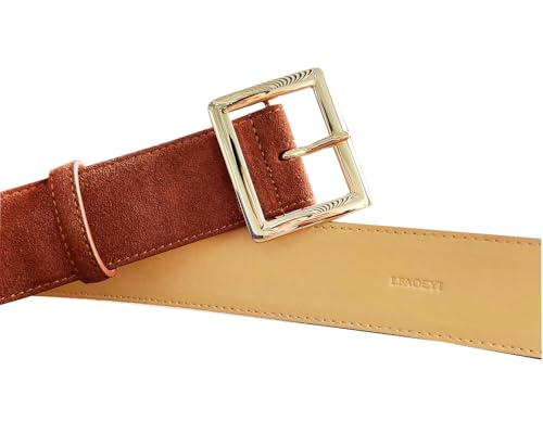LFAOEYI Women Genuine Suede Belt Casual Fashion Wide Belt for Jeans Dress Waist Belts2