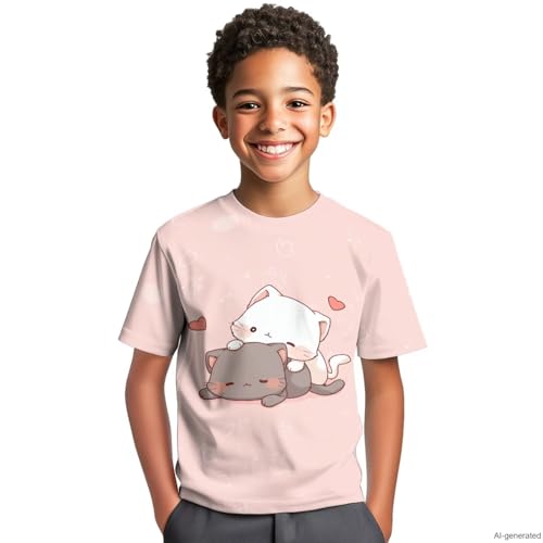 Image of WELLFLYHOM Kids Tshirts Girls Boys Short Sleeve Crewneck Tees Shirts Casual Sport Pullover Tops Size 3-16 Years
