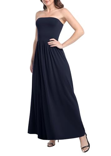 Image of Urban CoCo Summer Strapless Ruched Maxi Dress for Women Sleeveless A Line Flowy Party Wedding Guest Long Dresses