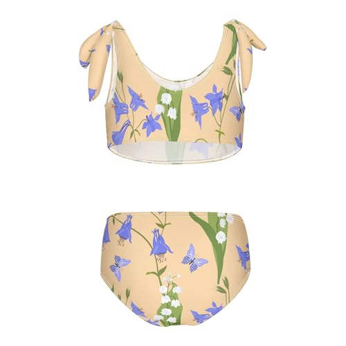 Girls Lilies Of The Valley and Aquilegia Swimsuit Two Pieces Bikini Set Bathing Suits Swimwear Crop Top Swimsuit Set2