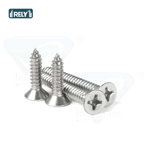 Image of Rely⇒VP INDUSTRIES (Pcs-50) No.6x16 mm CSK Phillips Head Self-Tapping Screw - Stainless Steel, Star Slot, Philips Drive for Wood, Plywood & Plasterboards