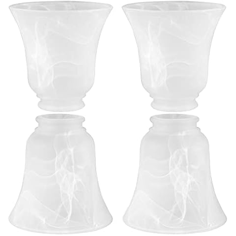 Skelang 4 Pcs Frosted Glass Shade, Bell Shape Globe Replacement, Light Shade 40mm Fitter for Chandelier, Ceiling Fan,Wall Sconces Cover