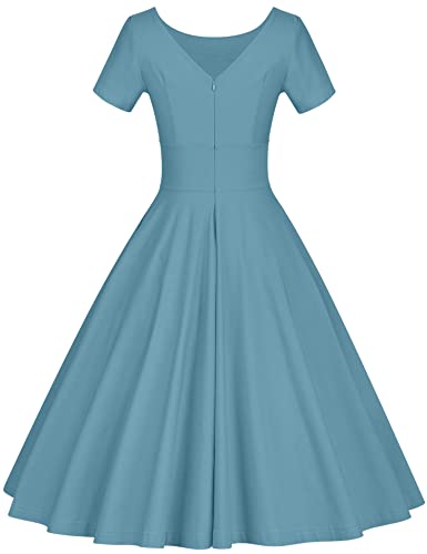 Image of GownTown Women's 1950s Vintage Dresses Short Sleeves Cocktail Stretchy Party Dresses with Pocket