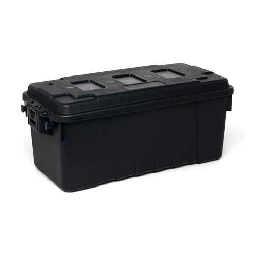 Heavy-Duty Storage Trunk, 17-Gallon Capacity, Lockable, Black, 30L x 14.25W x 12.75H Inches