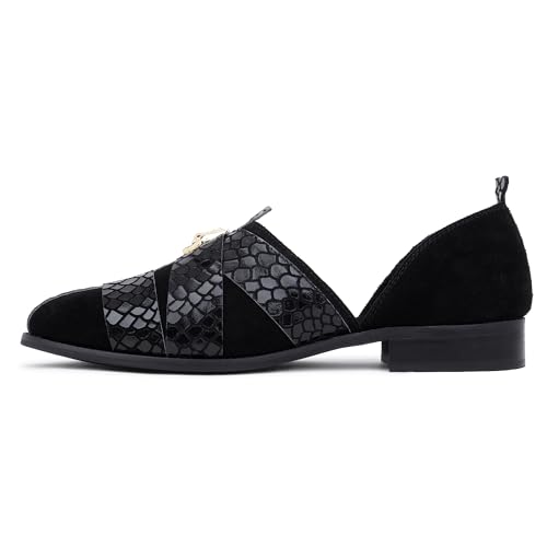 Image of LOZANO Genuine Leather Black Foil Peshawari Sandals for Men
