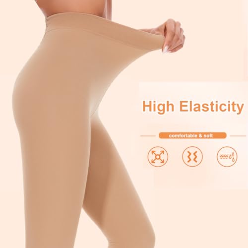 Image of DUCMODA Fleece Lined Tights for Women, Warm Thermal Winter Pantyhose, Soft Opaque Thick Leggings