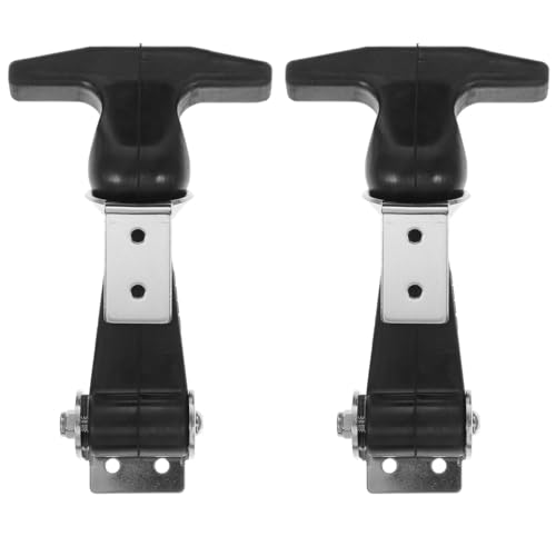 UEETEK Stainless Steel Rubber Hood Catch : 2Pcs Flexible T Handle Hasp Latch Draw Latches with Brackets for Tool Box Vehicle Engine, 12 x 8 x 2.5 cm