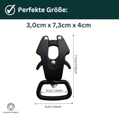 Karabiner Hundeleine, Hundhalsband Schnellverschluss, Karabinerhaken, Frosch Clip, Schnellverschluss Schnalle, Verschluss Schwarz (4cm, Eckiges Ende)