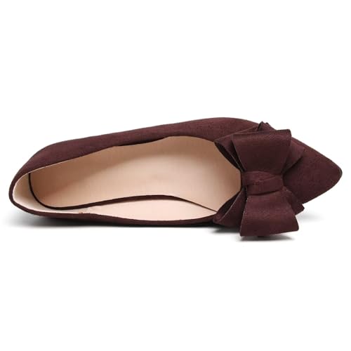 Image of TN TANGNEST Women's Flats Comfortable Dressy Slip On | Pointed Toe Bow Ballet Shoes, Business Casual Office Flats, Suede Flat Shoes
