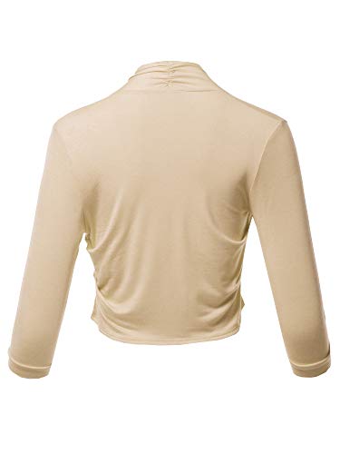 Ssoulm Women's 3/4 Sleeve Open Front Bolero Shrug Cardigan Taupe Xl #TOP2