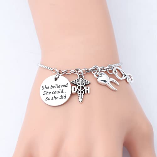 Image of PLITI Dental Hygienist Gift Dentist Gift DH Gift New Dentist Gift She Believed She Could So She Did Bangle