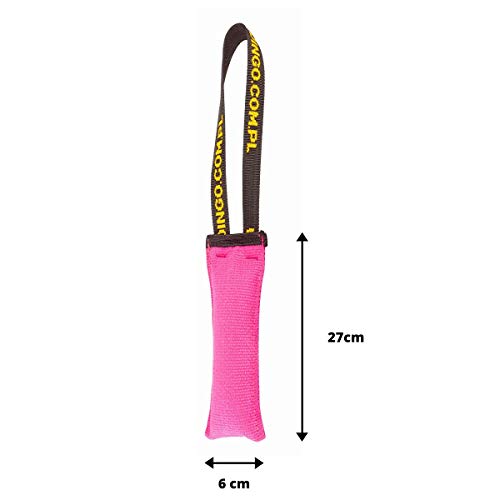 Dingo Hundespielzeug Beisswurst Agility Baumwolle mit Griff handgefertigt für Bisstraining Apportieren Schwimmend Schwimmfähig 27 x 6 cm Rosa 15609