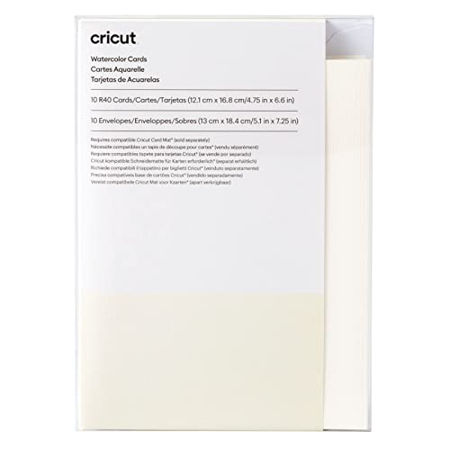 Cricut Watercolor Cards R40 with Envelopes Blank Note Cards for DIY Creative Projects Invites, Birthday Cards Ivory