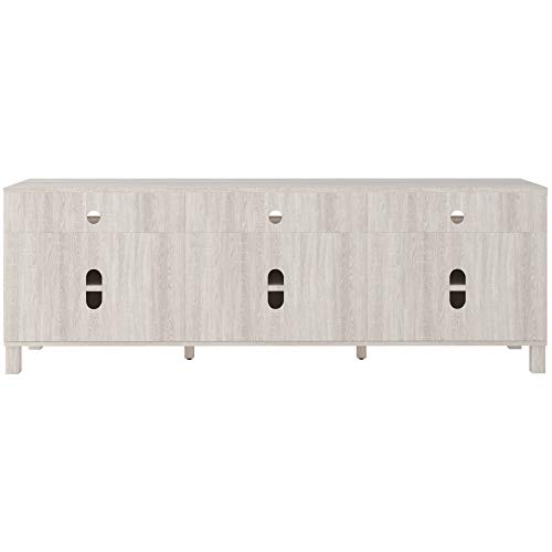 Signature Design by Ashley Dorrinson Contemporary TV Stand Fits TVs up to 68" with 3 Cabinet Doors and Adjustable Storage Shelves, Whitewash - Image 6