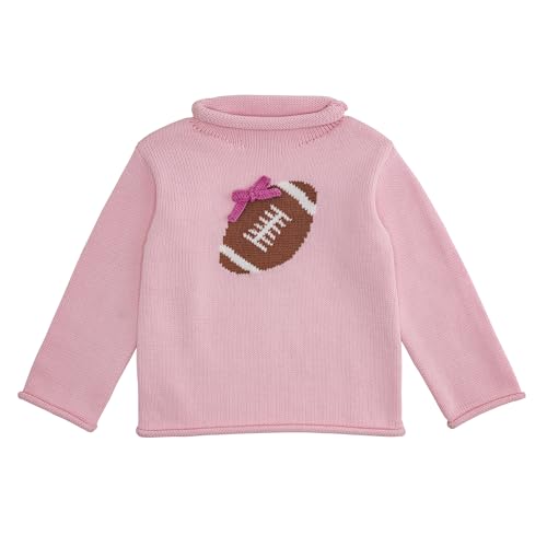 Mud Pie Baby Girls Kids Pink Football Rollneck Sweater