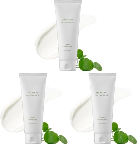 Image of mixsoon Centella Cleansing Foam Face Wash with Cica, Low pH Cleansing and Soothing for Face, Hydrating Formula 150ml / 5.07 fl. oz. Korean Glass Skin Care (Pack of 3)