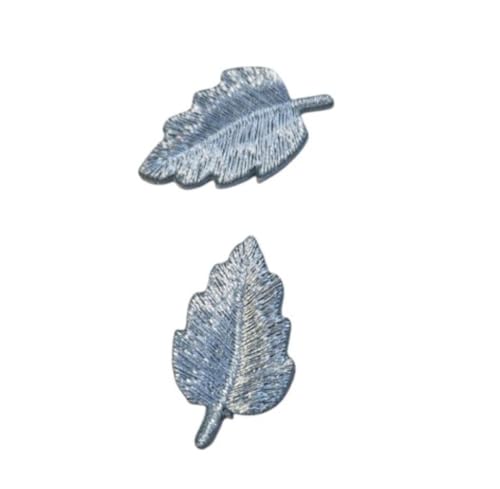 Ecusson Thermocollant 2 x Petite Feuille Plume Coloris Argenté 2 x 3 cm