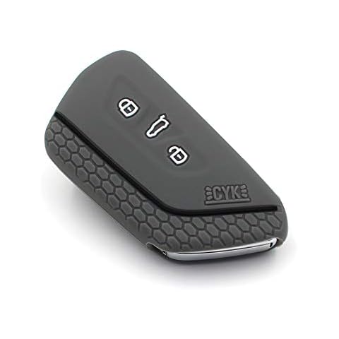 VF Key Case for 3-Button Car Key, Silicon Cover, Key Cover, Protective Cover (Ash Grey Black) Cover