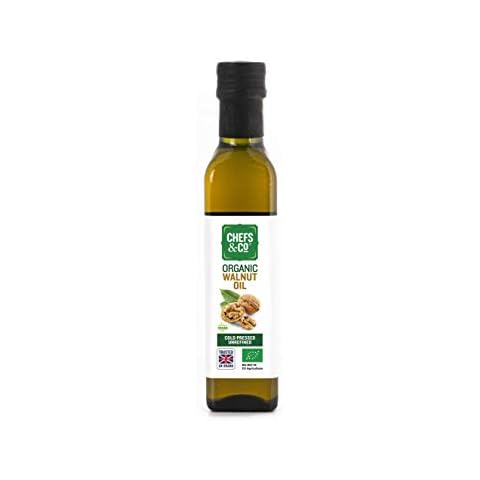 CHEFS& CO Organic Cold Pressed Walnut Oil (Unrefined)-250ml in a Glass Bottle | Gently Cold Pressed Without Chemicals | Premium Quality | Vegan | Gluten-Free | Non GMO Cover