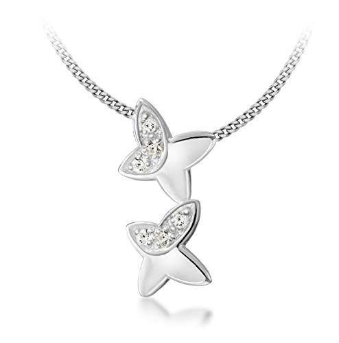 Cadena con colgante de plata de ley Tuscany Silver para mujer con circonita de 41 cm