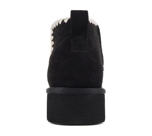 Soda “Groove” ~ Women Round Toe Lug Sole Low Flatform Sherpa-lined Ankle Bootie with Stitch Detail3
