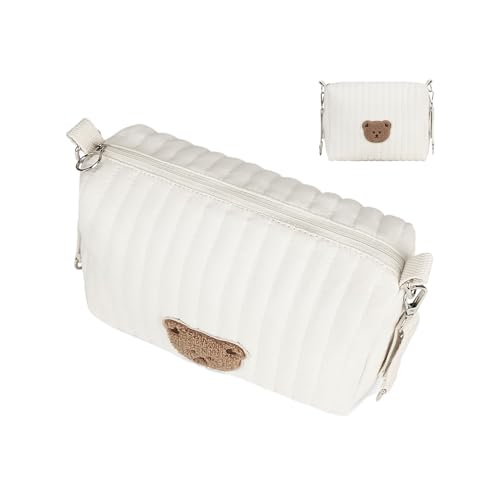 Organizador de de pañales, de aseo de viaje ligera, 8.66 x 7.09 x 3.15 pulgadas, plegable con diseño de oso, de embalaje para de pañales, para calcetines de biberón