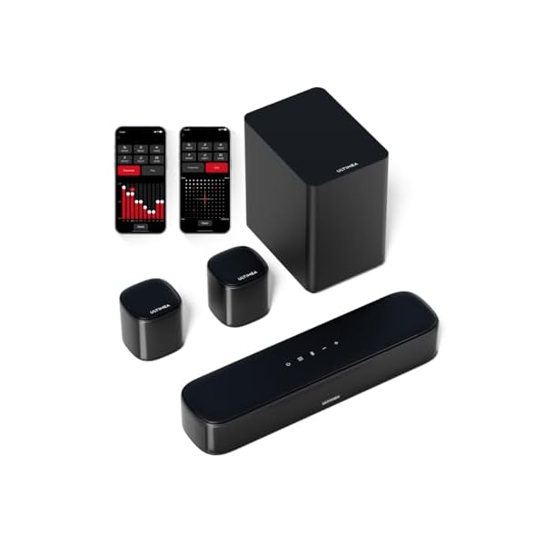 ULTIMEA 5.1ch Sound Bar for Smart TV, Virtual Surround Sound System for TV, App Control, Home Theater Sound System, TV Soundbar with Subwoofer, 2 Surround Speakers, Peak Power 250W, Opt/AUX, Aura A30