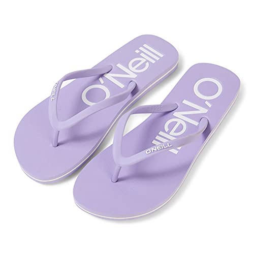 Sandalias con logotipo de perfil rosa morada ideales para tus paseos de verano