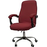 Melaluxe Funda para silla de oficina con fundas para brazos, color rojo vino