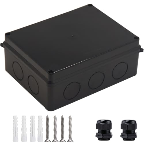 Image of Electrical Box, Outdoor Waterproof Box IP65 Junction Box with Reserved Holes,ABS Plastic Project Box Power Cord Enclosure Black 7.9 x 6.1 x 3.1 inch(200x155x80mm)