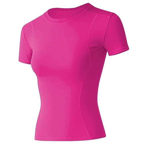 Image of Loovoo Women Workout Shirts, 1 /2 /3 Pack Short Sleeve Compression Tee | Tight Fit Gym Basic Tops, Athletic Quick Dry Crew Neck 4-Way Stretch, Flat Seams Ideal for Yoga, Gym, Running and Daily Wear