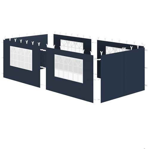 Zelsius Parois latérales pour tonnelle 3 x 6 m - 6 pièces, bleues, panneaux latéraux pour tonnelle de 3 x 3 m, UV30, paroi latérale avec fenêtre, tente de...