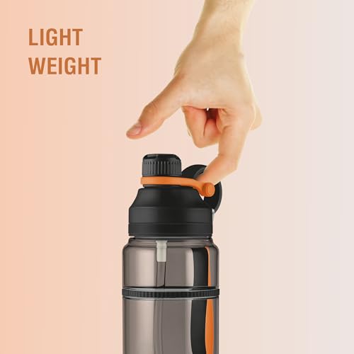 Image of MILTON Fuel 1000 Sipper Water Bottle 1 Litre | BPA Free Plastic Water Bottle for Adults | 100% Leak Proof | Removable Straw | Gym Bottle | Sports & Office Use | 997ml, Black