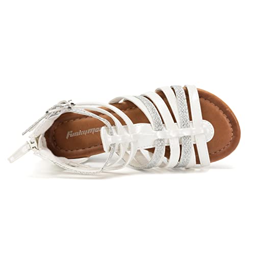 Image of FUNKYMONKEY Girls Gladiator Strap Sandals Flat Thong Cross Strappy Sandals