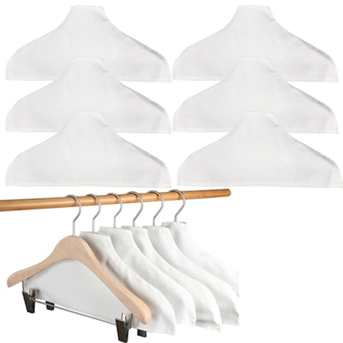 6 Pack Natural Canvas Hanger Covers - Nonslip Cloth Hanger Dust Covers for Clothing Store and Home - Organize Your Wardrobe and Protect Your Hanging Garments-17 Inch (White)