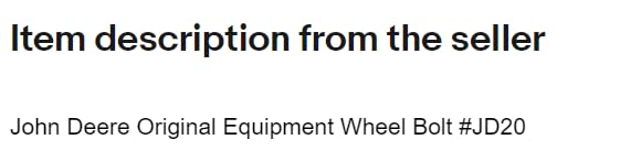 JunShape Original Equipment Wheel Bolt #JD20?Replacement for John Deere OEM