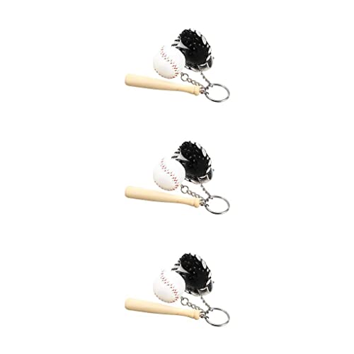 BOKIOESDE 3 Set di béisbol llavero murciélago guante llavero regalo niños negro Cover