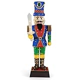 Goplus 6 FT Lighted Nutcracker with Sword, Life-Size ChristmasSoldier w/ 110 LED Lights, 3D Pre-Lit Nutcracker Ornament for Indoor & Outdoor Displays