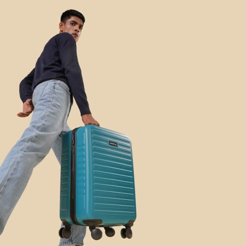 Image of THE ASSEMBLY Hard-Sided Cabin Luggage 55 cms - Premium Polycarbonate Trolley Bag 20 Inches Teal