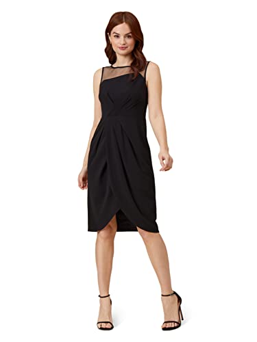 Adrianna Papell Women's Draped Crepe Illusion Dress, Black